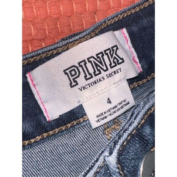 Victoria's Secret PINK Distressed Low Rise Denim Shorts Cut Off Frayed Womens Si - Picture 2 of 4